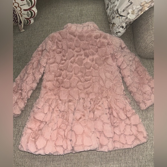 Calvin Klein Blush Pink Kids Faux Fur Coat - Picture 7 of 7